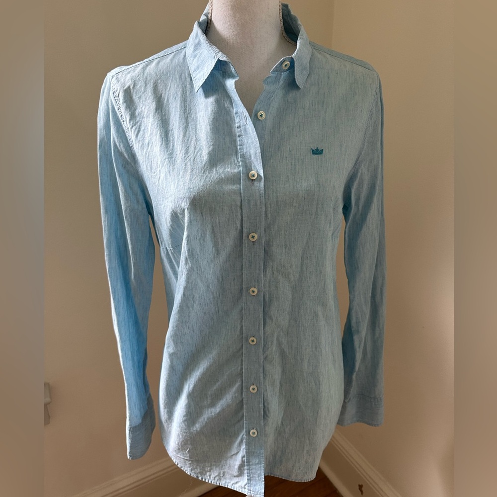 Peter Millar Blue Linen long sleeve Blouse Medium